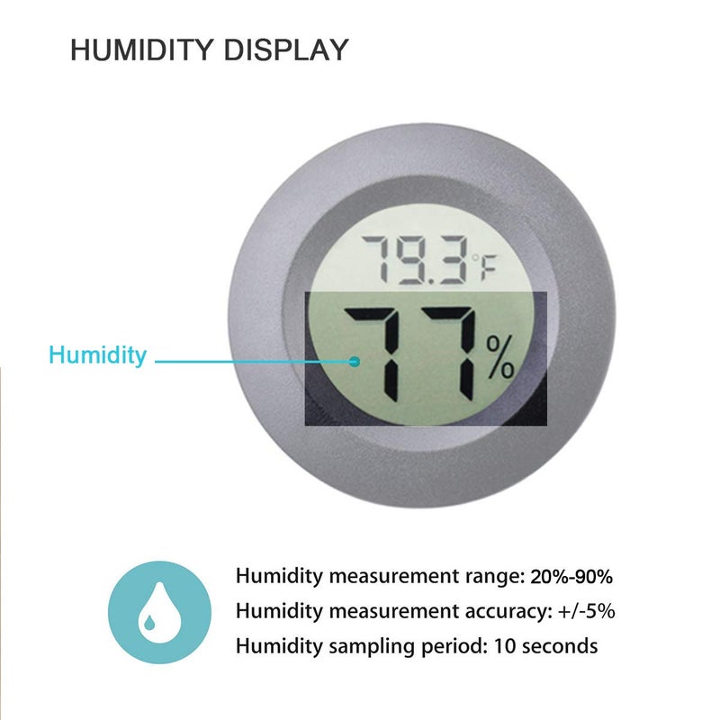 Veanic 2-Pack Mini Hygrometer Thermometer Fahrenheit or Celsius Meter Digital LCD Monitor Indoor Room Round Humidity Temperature Gauge for Humidors Home Greenhouse Babyroom Reptile Incubator - Image 4